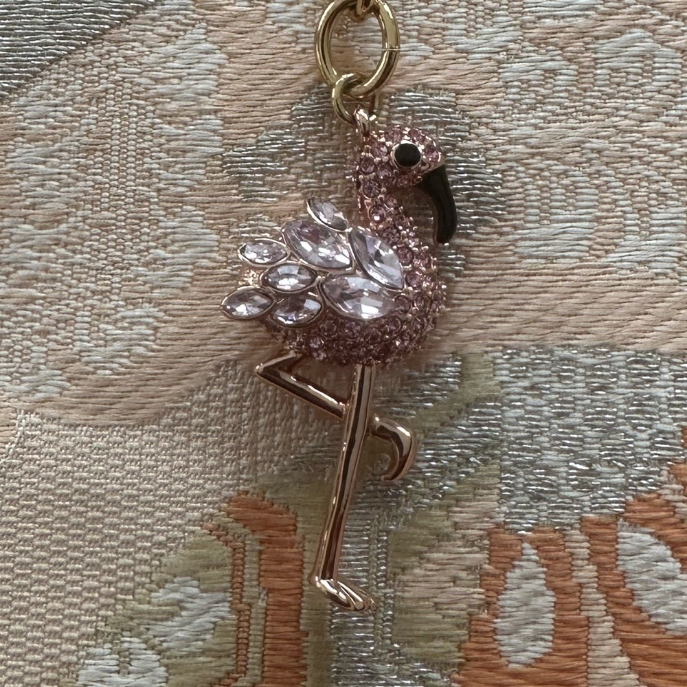 Kate Spade Pink Crystal Flamingo Keychain HTF